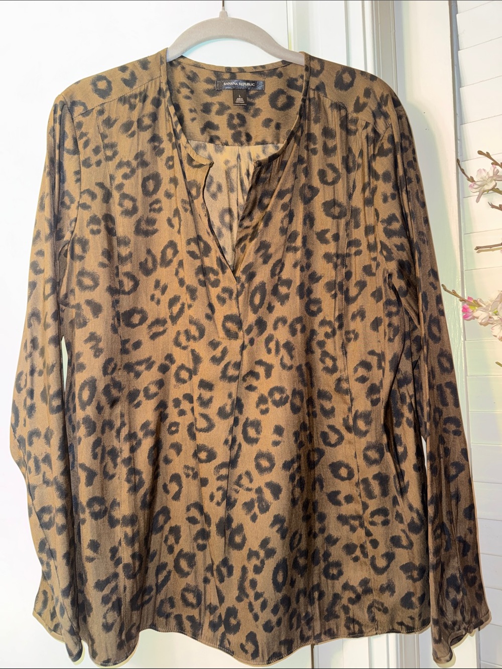 Banana Republic Brown and Black Leopard-Print Blouse